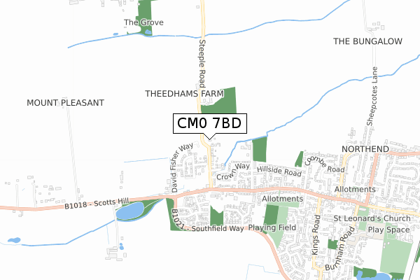 CM0 7BD map - small scale - OS Open Zoomstack (Ordnance Survey)