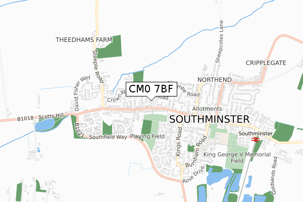 CM0 7BF map - small scale - OS Open Zoomstack (Ordnance Survey)