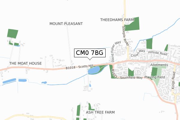 CM0 7BG map - small scale - OS Open Zoomstack (Ordnance Survey)
