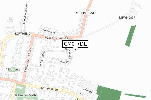 CM0 7DL map - large scale - OS Open Zoomstack (Ordnance Survey)