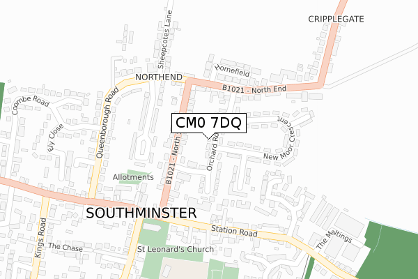 CM0 7DQ map - large scale - OS Open Zoomstack (Ordnance Survey)