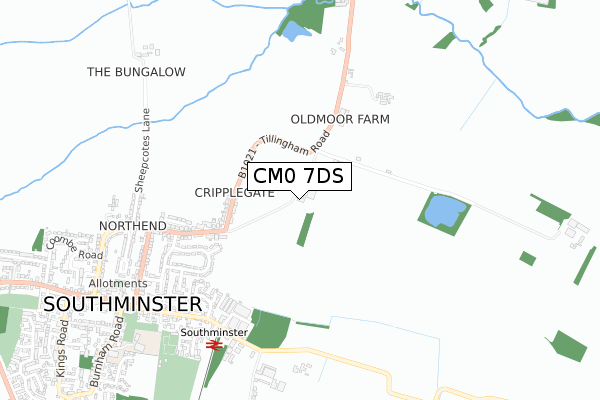 CM0 7DS map - small scale - OS Open Zoomstack (Ordnance Survey)