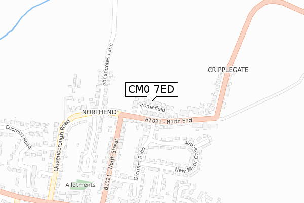 CM0 7ED map - large scale - OS Open Zoomstack (Ordnance Survey)