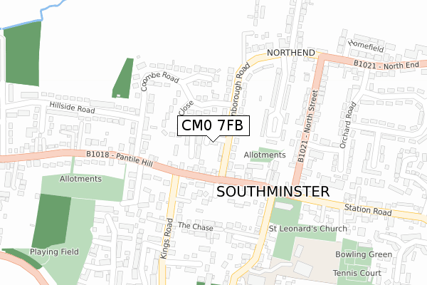 CM0 7FB map - large scale - OS Open Zoomstack (Ordnance Survey)