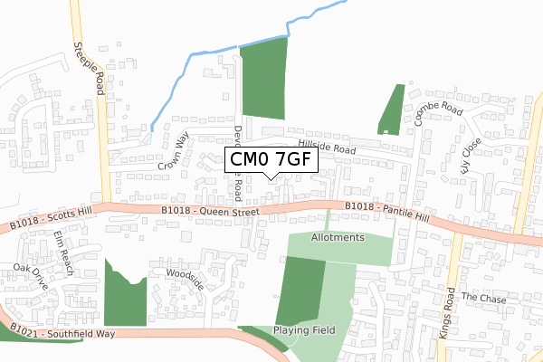 CM0 7GF map - large scale - OS Open Zoomstack (Ordnance Survey)