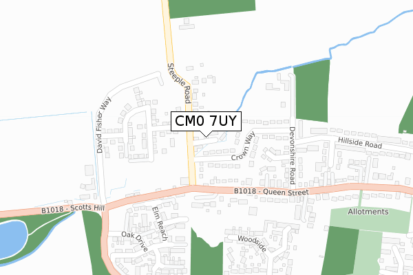 CM0 7UY map - large scale - OS Open Zoomstack (Ordnance Survey)