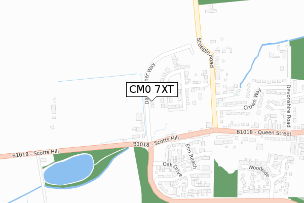 CM0 7XT map - large scale - OS Open Zoomstack (Ordnance Survey)