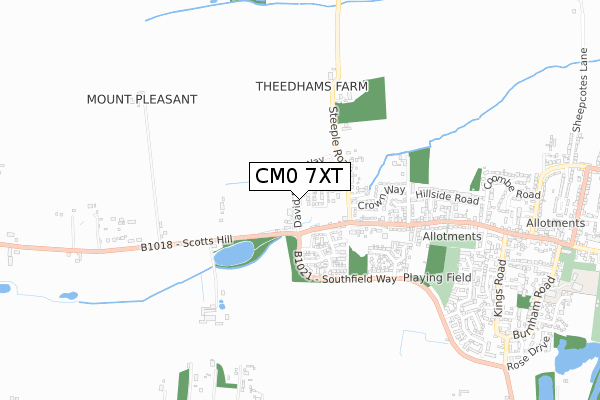 CM0 7XT map - small scale - OS Open Zoomstack (Ordnance Survey)