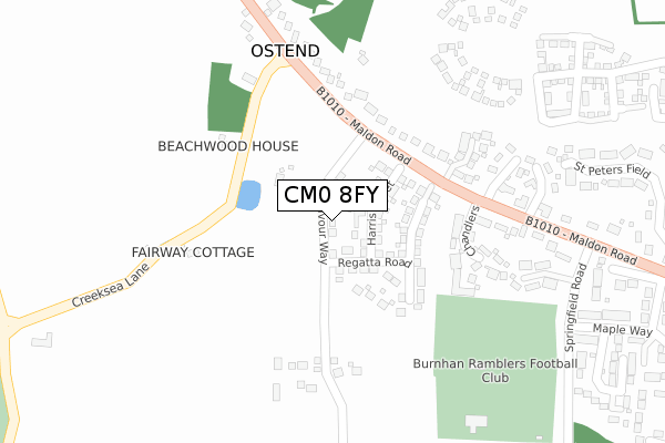 CM0 8FY map - large scale - OS Open Zoomstack (Ordnance Survey)