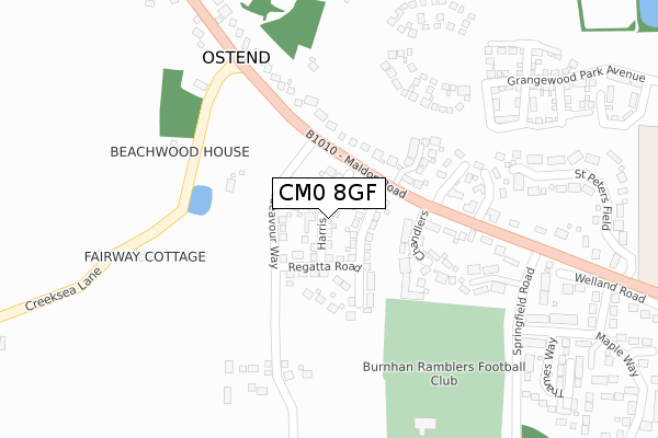 CM0 8GF map - large scale - OS Open Zoomstack (Ordnance Survey)