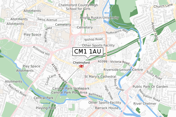 CM1 1AU map - small scale - OS Open Zoomstack (Ordnance Survey) CM1 1AU map - small scale - OS Open Zoomstack (Ordnance Survey)