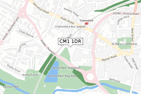 CM1 1DR map - large scale - OS Open Zoomstack (Ordnance Survey)