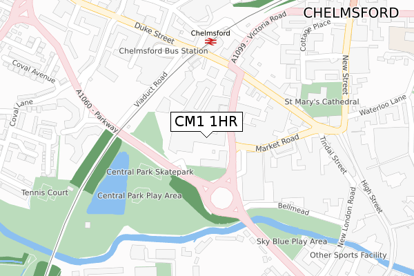 CM1 1HR map - large scale - OS Open Zoomstack (Ordnance Survey)