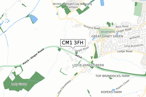 CM1 3FH map - small scale - OS Open Zoomstack (Ordnance Survey)