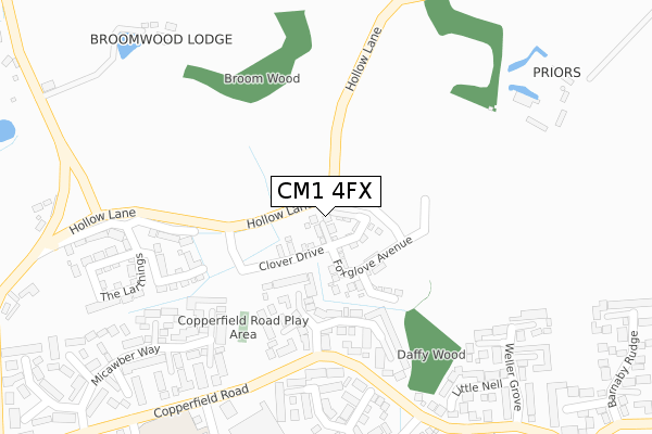 CM1 4FX map - large scale - OS Open Zoomstack (Ordnance Survey)