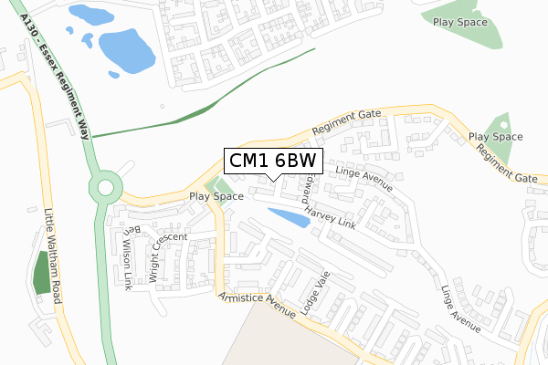 CM1 6BW map - large scale - OS Open Zoomstack (Ordnance Survey)