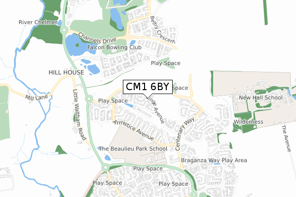 CM1 6BY map - small scale - OS Open Zoomstack (Ordnance Survey)