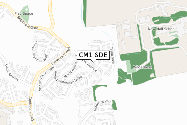 CM1 6DE map - large scale - OS Open Zoomstack (Ordnance Survey)