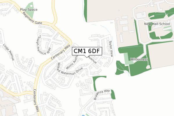CM1 6DF map - large scale - OS Open Zoomstack (Ordnance Survey)