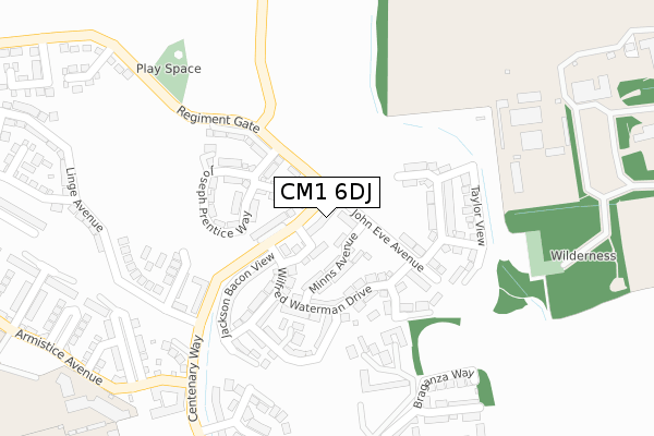 CM1 6DJ map - large scale - OS Open Zoomstack (Ordnance Survey)