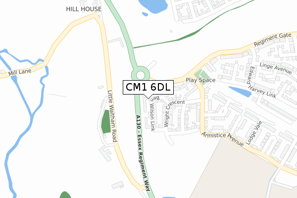 CM1 6DL map - large scale - OS Open Zoomstack (Ordnance Survey)