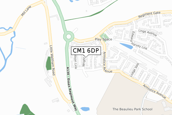 CM1 6DP map - large scale - OS Open Zoomstack (Ordnance Survey)