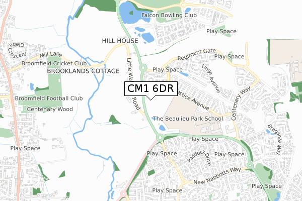 CM1 6DR map - small scale - OS Open Zoomstack (Ordnance Survey)
