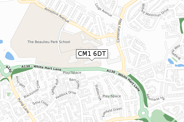 CM1 6DT map - large scale - OS Open Zoomstack (Ordnance Survey)