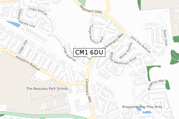 CM1 6DU map - large scale - OS Open Zoomstack (Ordnance Survey)