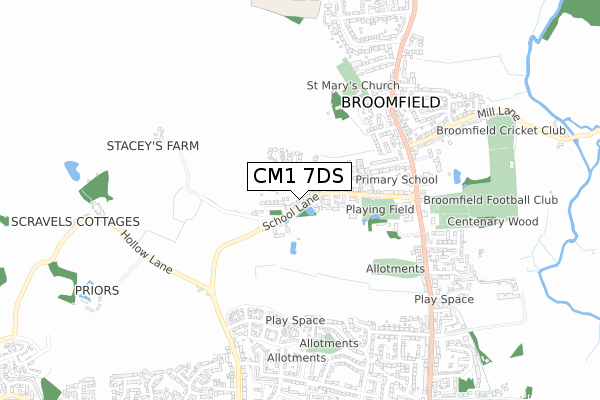 CM1 7DS map - small scale - OS Open Zoomstack (Ordnance Survey)