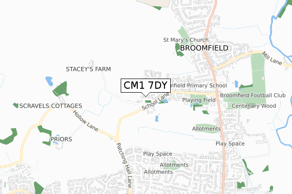 CM1 7DY map - small scale - OS Open Zoomstack (Ordnance Survey)