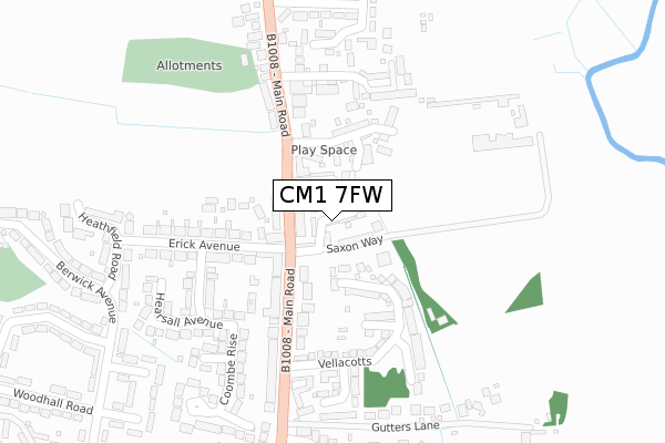 CM1 7FW map - large scale - OS Open Zoomstack (Ordnance Survey) CM1 7FW map - large scale - OS Open Zoomstack (Ordnance Survey)