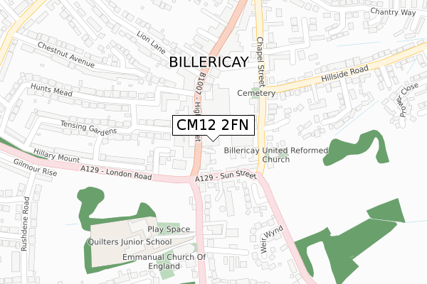 CM12 2FN map - large scale - OS Open Zoomstack (Ordnance Survey)