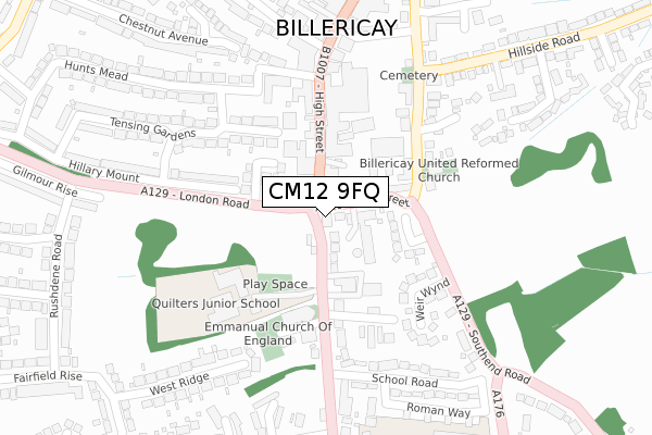 CM12 9FQ map - large scale - OS Open Zoomstack (Ordnance Survey) CM12 9FQ map - large scale - OS Open Zoomstack (Ordnance Survey)