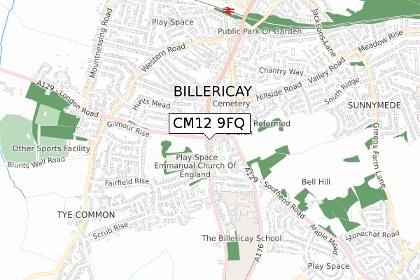CM12 9FQ map - small scale - OS Open Zoomstack (Ordnance Survey) CM12 9FQ map - small scale - OS Open Zoomstack (Ordnance Survey)