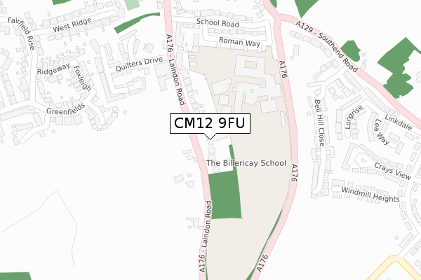 CM12 9FU map - large scale - OS Open Zoomstack (Ordnance Survey) CM12 9FU map - large scale - OS Open Zoomstack (Ordnance Survey)