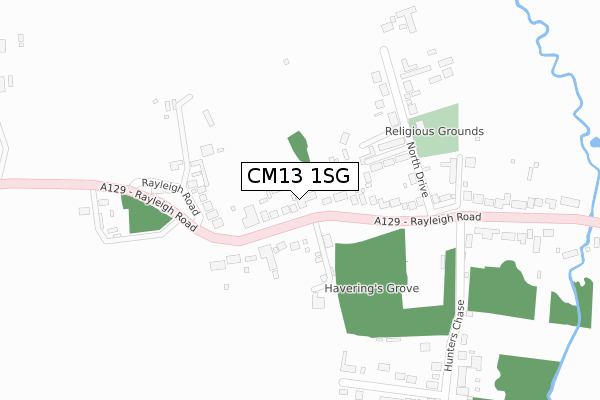 CM13 1SG map - large scale - OS Open Zoomstack (Ordnance Survey)
