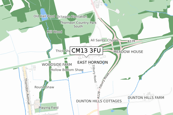 CM13 3FU map - small scale - OS Open Zoomstack (Ordnance Survey)