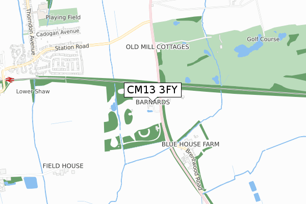 CM13 3FY map - small scale - OS Open Zoomstack (Ordnance Survey) CM13 3FY map - small scale - OS Open Zoomstack (Ordnance Survey)