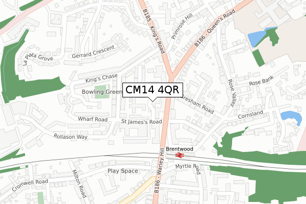 CM14 4QR map - large scale - OS Open Zoomstack (Ordnance Survey)