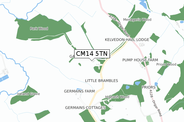 CM14 5TN map - small scale - OS Open Zoomstack (Ordnance Survey)