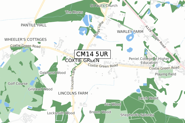 CM14 5UR map - small scale - OS Open Zoomstack (Ordnance Survey) CM14 5UR map - small scale - OS Open Zoomstack (Ordnance Survey)