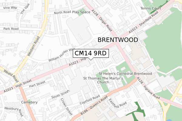 CM14 9RD map - large scale - OS Open Zoomstack (Ordnance Survey) CM14 9RD map - large scale - OS Open Zoomstack (Ordnance Survey)