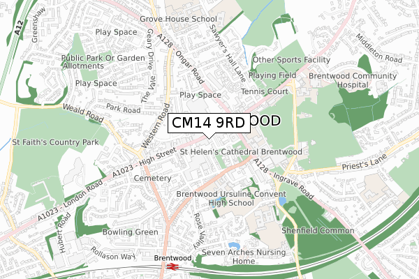 CM14 9RD map - small scale - OS Open Zoomstack (Ordnance Survey) CM14 9RD map - small scale - OS Open Zoomstack (Ordnance Survey)
