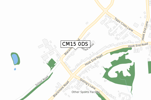 CM15 0DS map - large scale - OS Open Zoomstack (Ordnance Survey)
