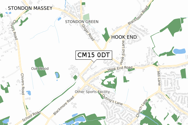 CM15 0DT map - small scale - OS Open Zoomstack (Ordnance Survey)