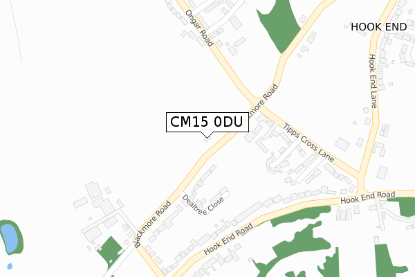 CM15 0DU map - large scale - OS Open Zoomstack (Ordnance Survey)