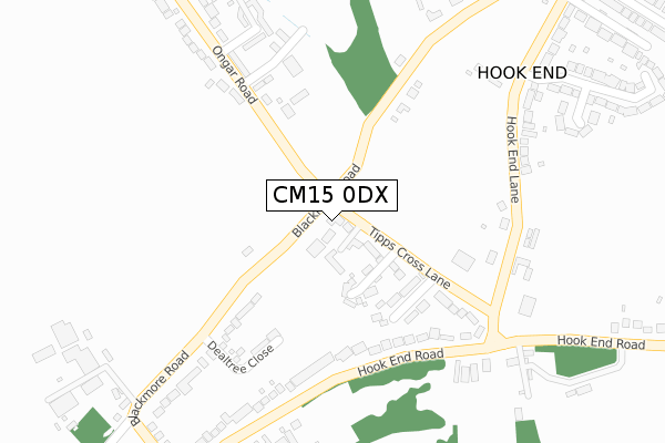 CM15 0DX map - large scale - OS Open Zoomstack (Ordnance Survey)