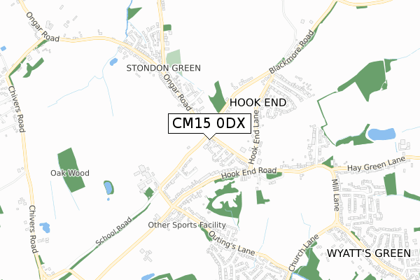 CM15 0DX map - small scale - OS Open Zoomstack (Ordnance Survey)