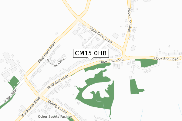 CM15 0HB map - large scale - OS Open Zoomstack (Ordnance Survey)